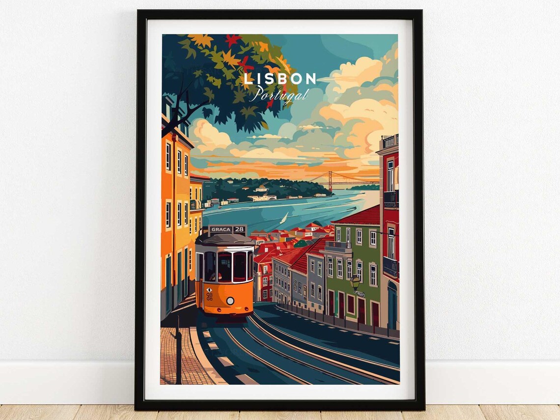 Lisbon Travel Poster, Home Decor Artwork