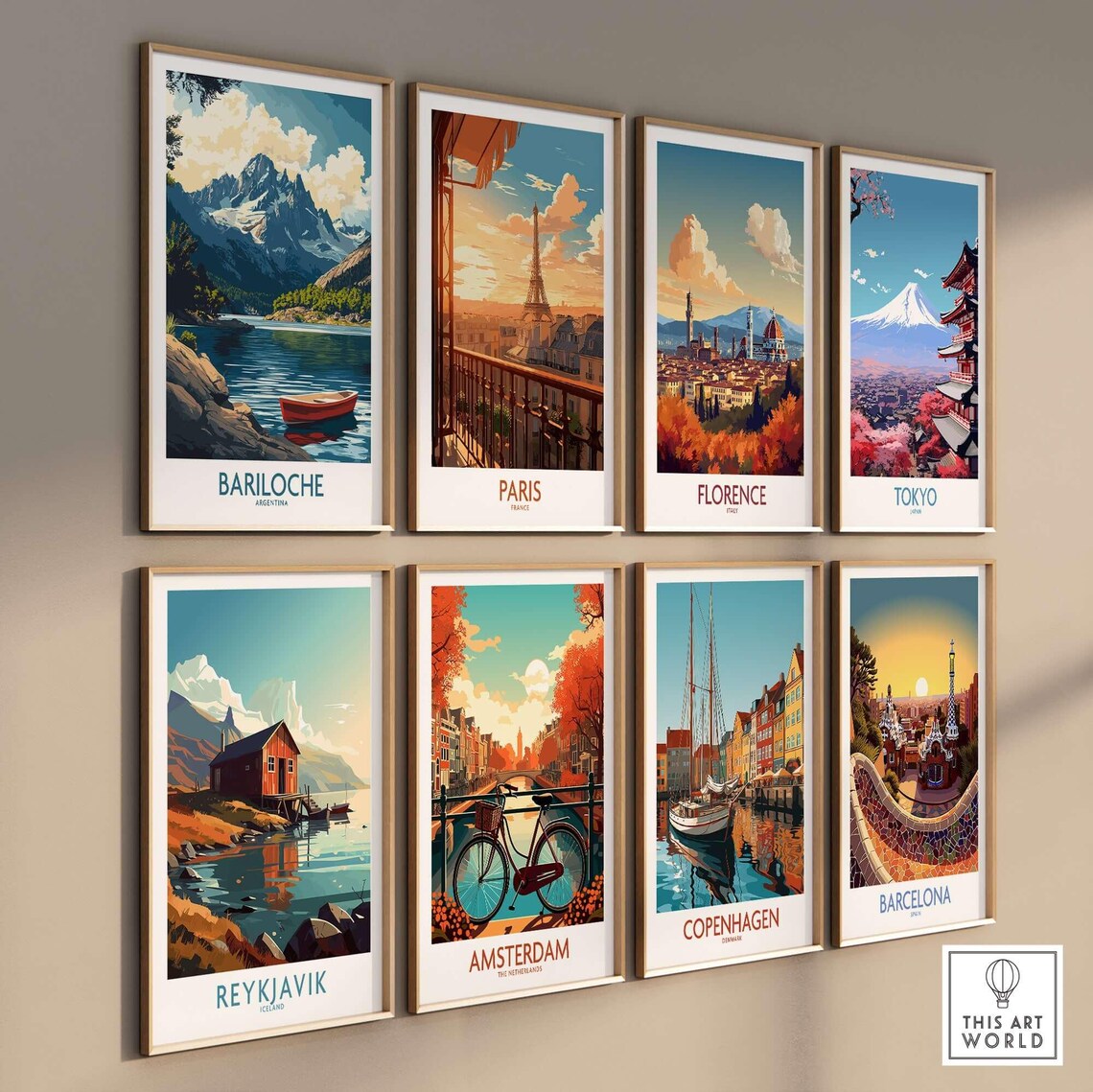 Bariloche Argentina Red Canoe Mountain Lake Retro Travel Poster - Image 3