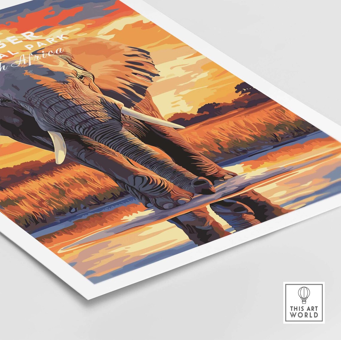 Kruger Park Travel Poster, South Africa Elephant - Image 5