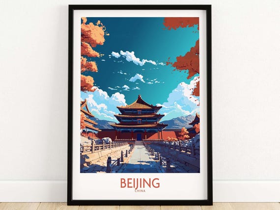 Beijing Wall Art Travel Print Home Dcor Poster Gift Illustration Artwork