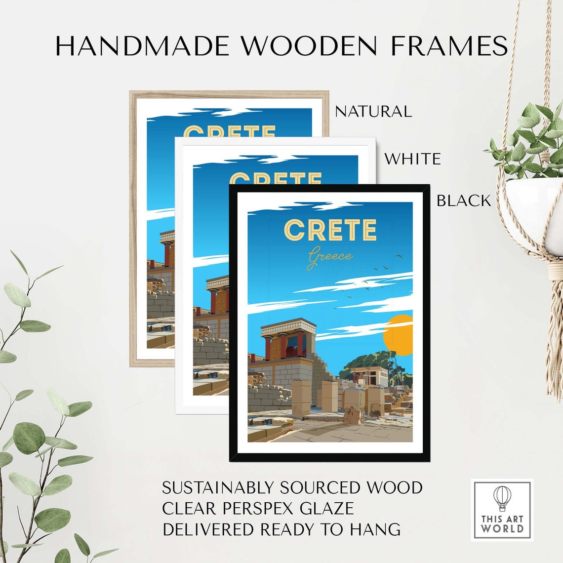 Crete Greece Minoan Knossos Palace Ruins Sunset Travel Poster - Image 2