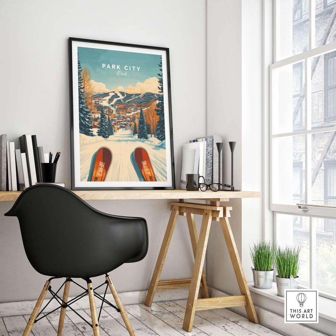 Ski Print, Park City Utah Winter Sports Art - Image 4