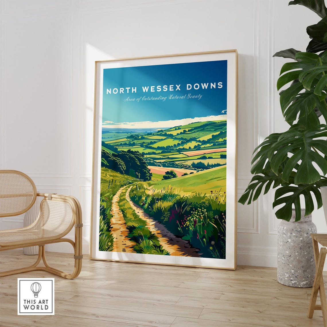 North Wessex Downs Poster Wessex Downs Travel Print Wall Art Aonb Wall Hanging Home Decor Wessex Downs Art Lover Gift Birthday Present - Image 2