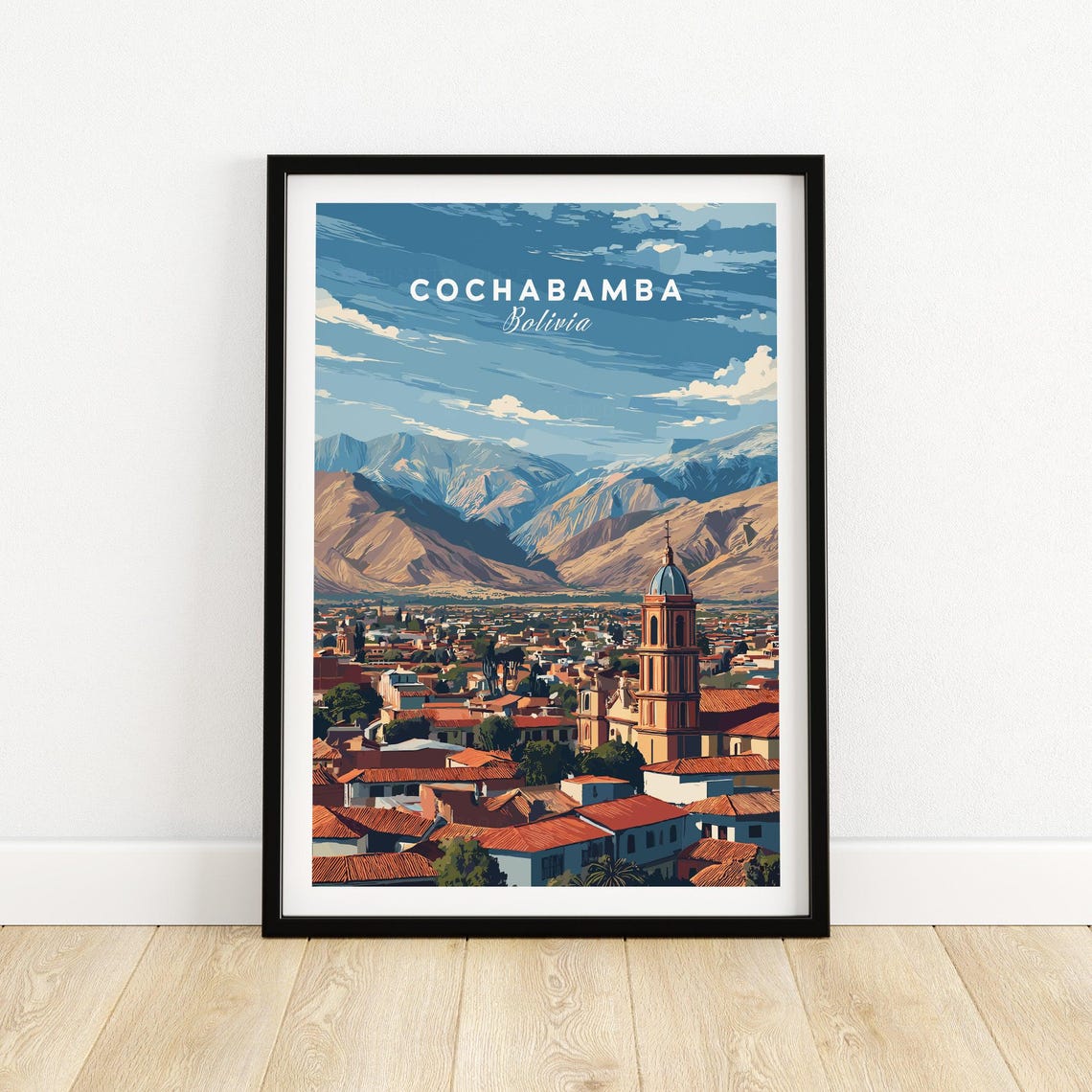 Cochabamba Bolivia Red Rooftop Cityscape Andes Mountains Poster