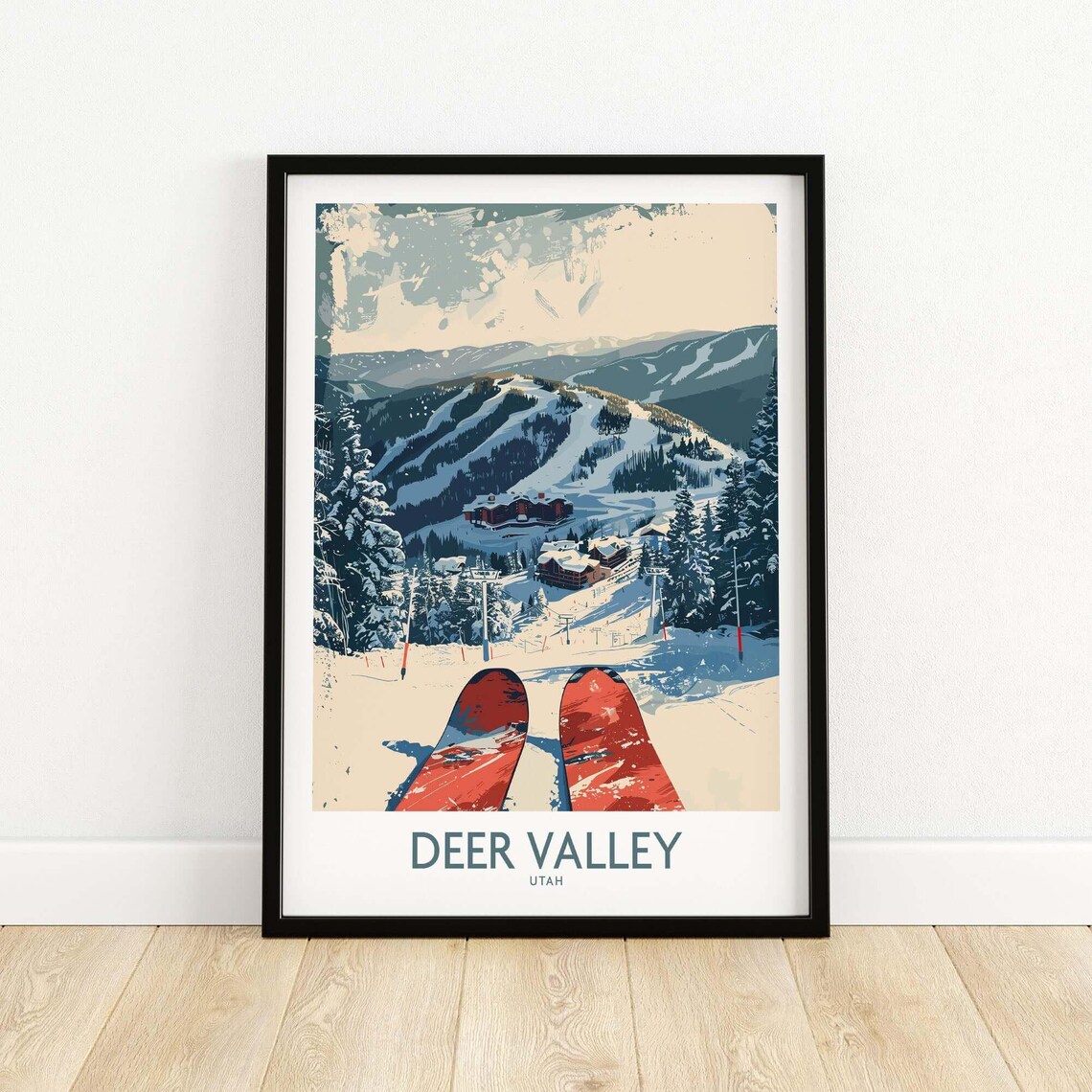 Deer Valley Utah Ski Poster, Winter Sports Art Print