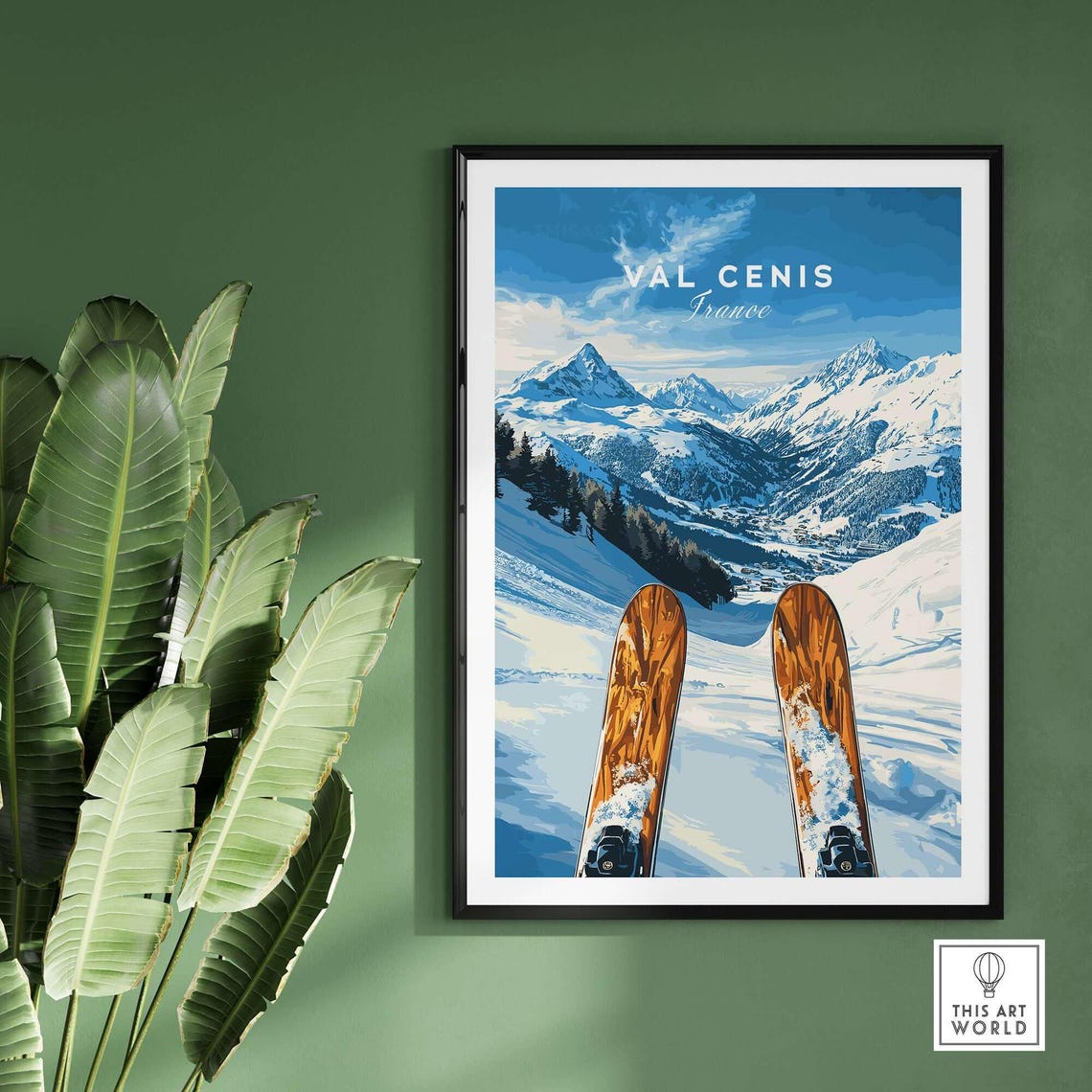 Val Cenis Ski Art Print, Ski Lodge Decor - Image 2