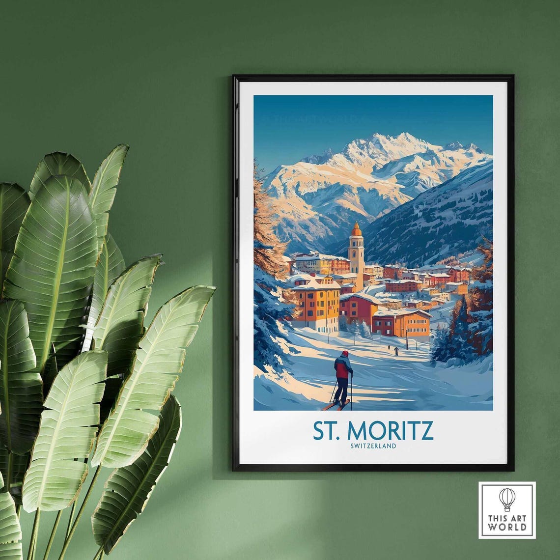 St Moritz, Switzerland Ski Resort Travel Poster - Image 2