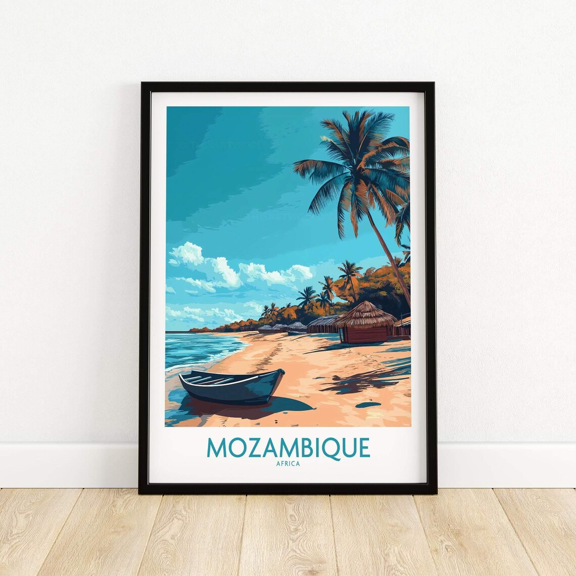 Mozambique Travel Poster, Beach Illustration Art Print