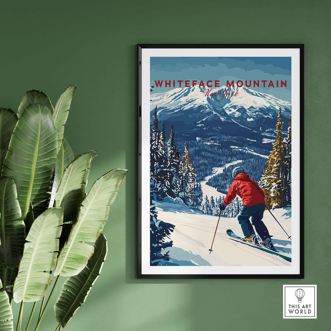 Whiteface Mountain Ski Poster, Red Jacket Skier - Image 2