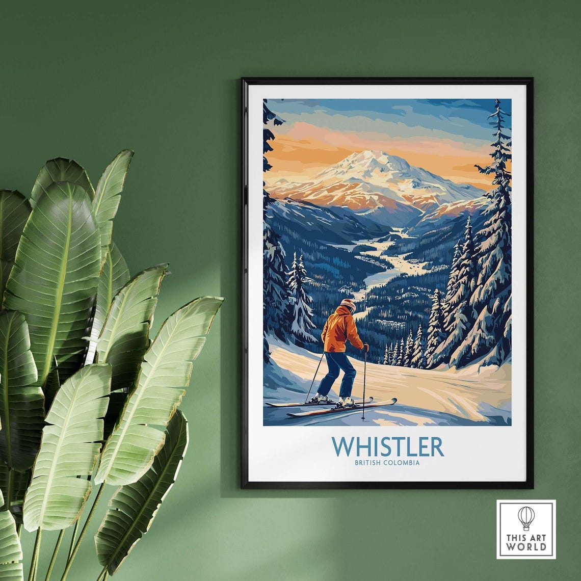 Whistler Ski Art Print, Ski Lodge Winter Decor - Image 2