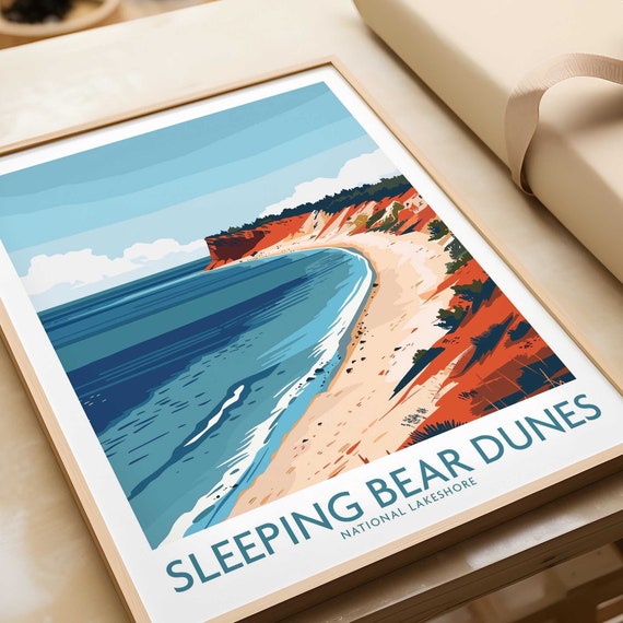 Sleeping Bear Dunes Print National Lakeshore Travel Print Wall Art Poster Gift Home Decor Art Lover Gift Artwork