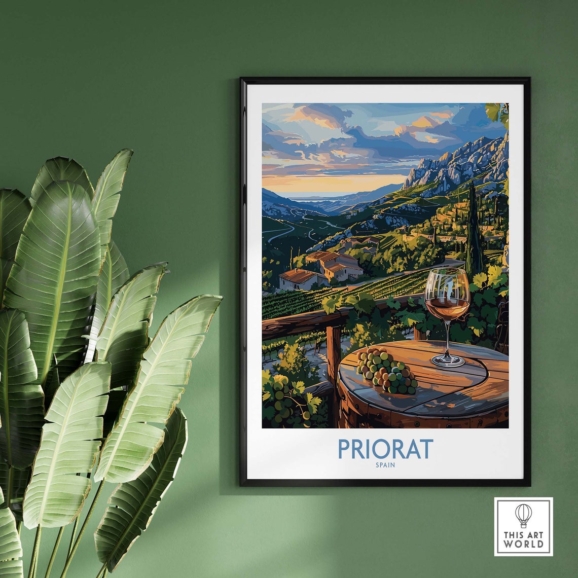 Priorat Spain Wine Barrel Table Glass Vineyard Scenic Poster - Image 2