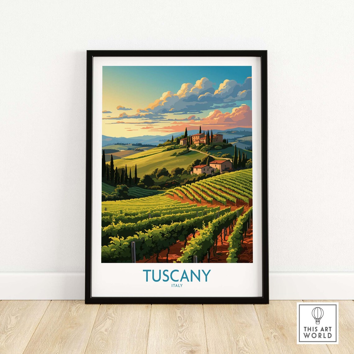 Tuscany Wine Travel Poster, Home Decor Art Print