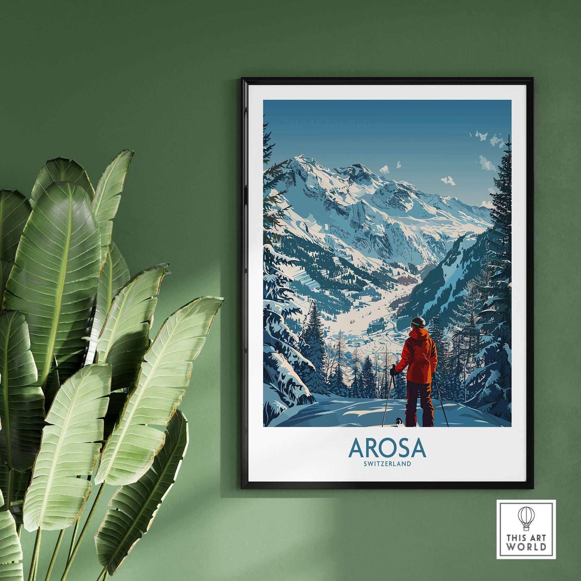 Arosa Ski Resort, Winter Sports Travel Poster - Image 2
