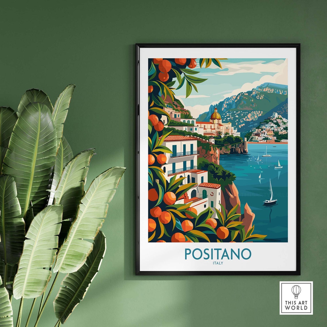 Positano Italy Citrus Grove Cliffside Town Amalfi Coast Poster - Image 2