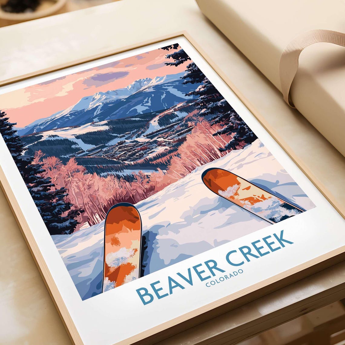 Beaver Creek Colorado Sunset Skis Mountain Slope View Poster