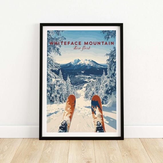 Whiteface Ski Art Print, Ski Lodge Wall Decor