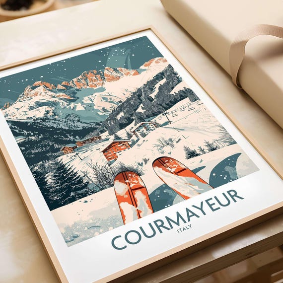 Courmayeur Ski Resort, Italy Winter Sports Poster