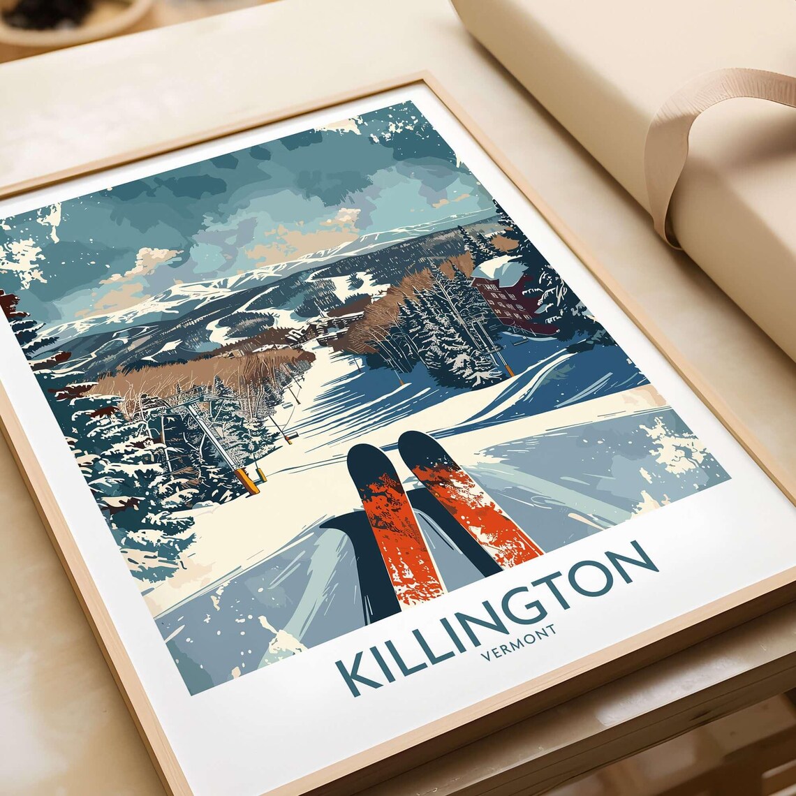 Killington Ski Lodge Art Print, Vermont Winter Sports