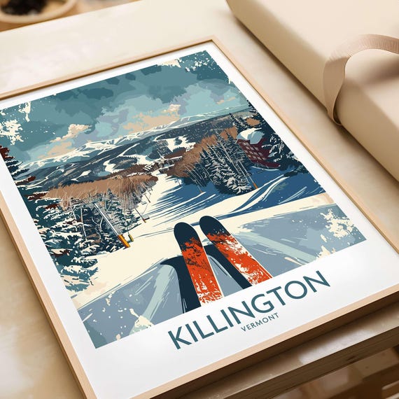 Killington Ski Lodge Art Print, Vermont Winter Sports