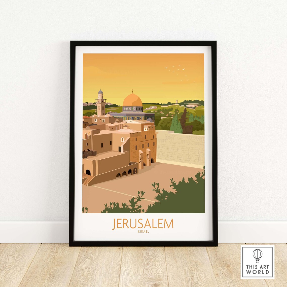 Jerusalem Travel Poster, Israel Home Decor