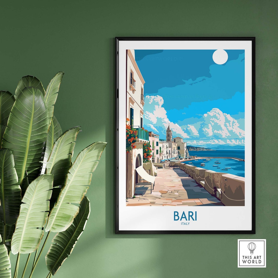 Bari Italy Lungomare Seaside Walk Old Harbor Sunny Day Poster - Image 2