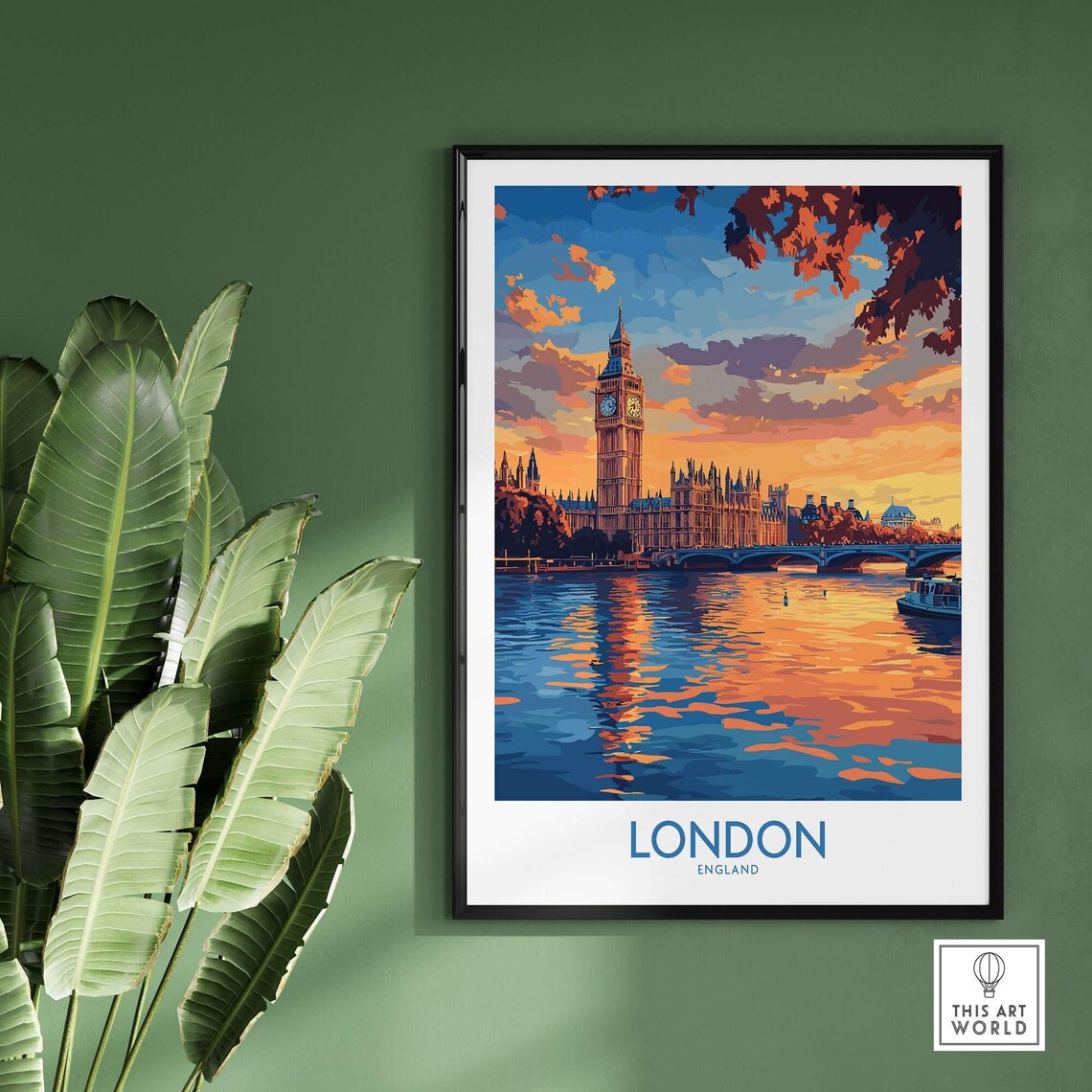 London Skyline, Thames River Parliament Travel Poster - Image 2