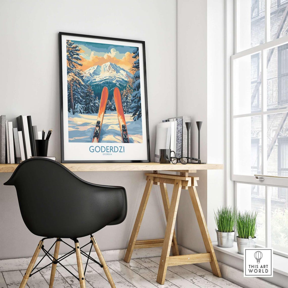 Goderdzi Ski Lodge Art Print, Winter Sports Art - Image 4