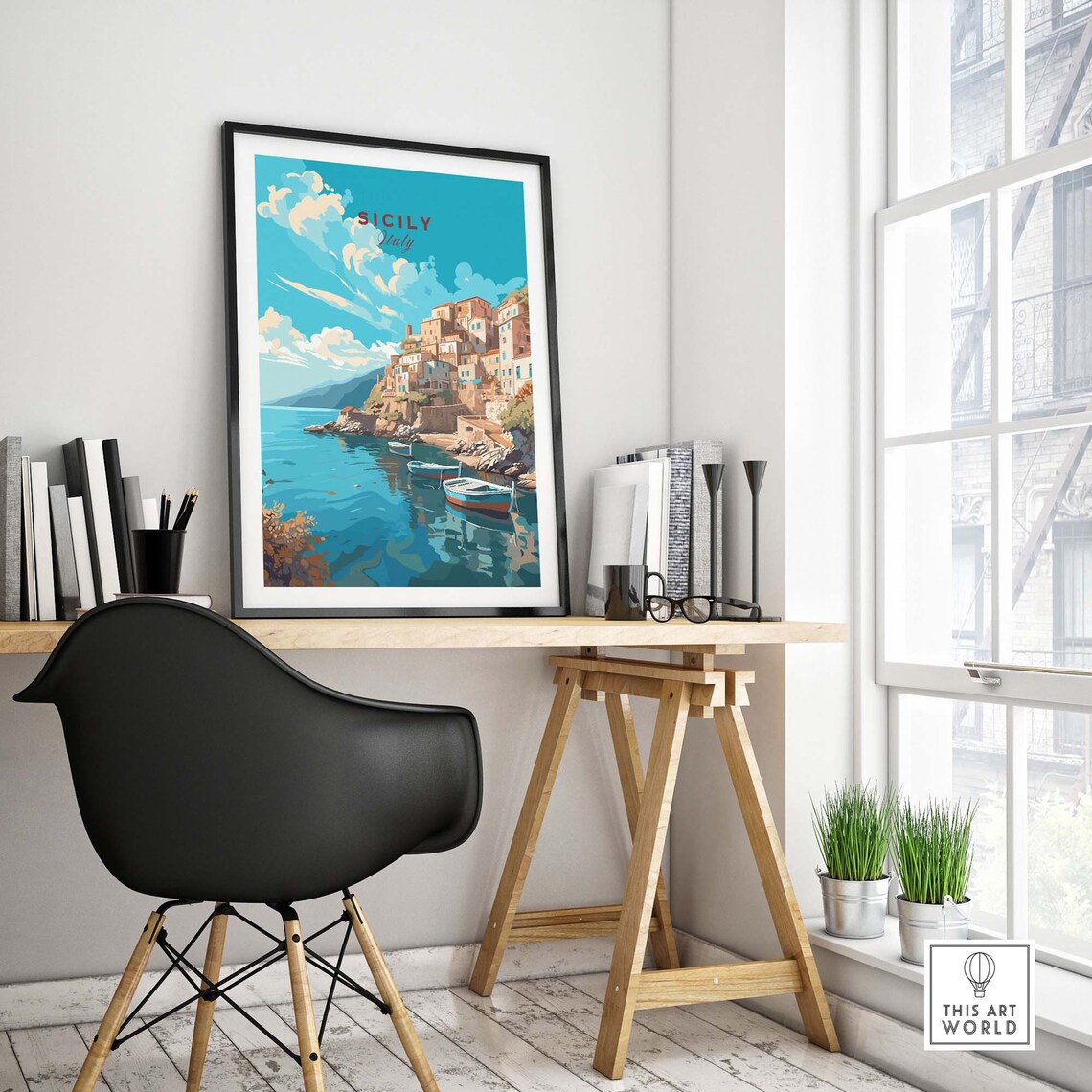 Sicily Travel Poster, Home Decor Illustration - Image 4