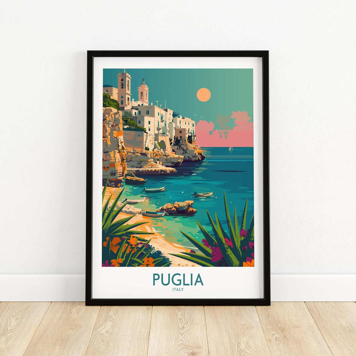 Puglia Travel Poster, Apulia Italy Wall Art Print