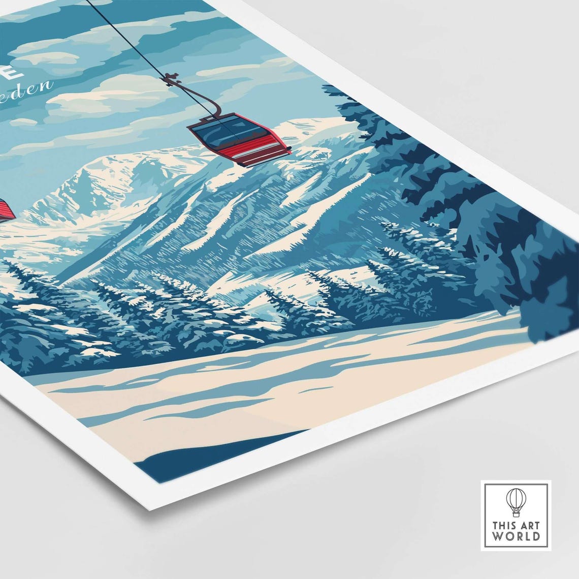 Ski Resort Travel Poster, Sweden Ski Print - Image 5