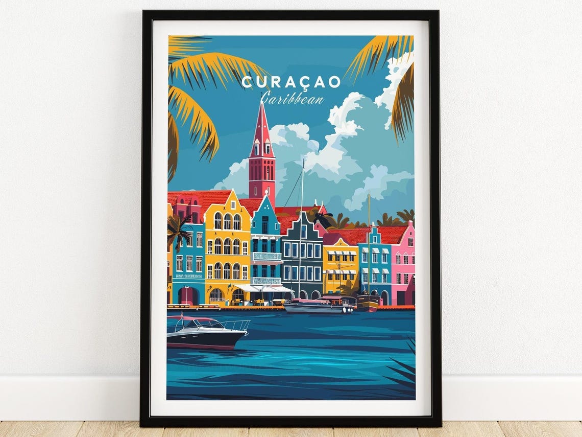 Curacao Poster Curacao Travel Print Curacao Wall Art Gift Caribbean Art Lovers Home Decor