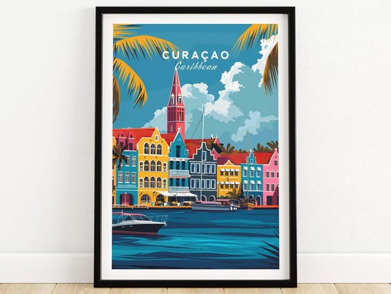 Curacao Poster Curacao Travel Print Curacao Wall Art Gift Caribbean Art Lovers Home Decor
