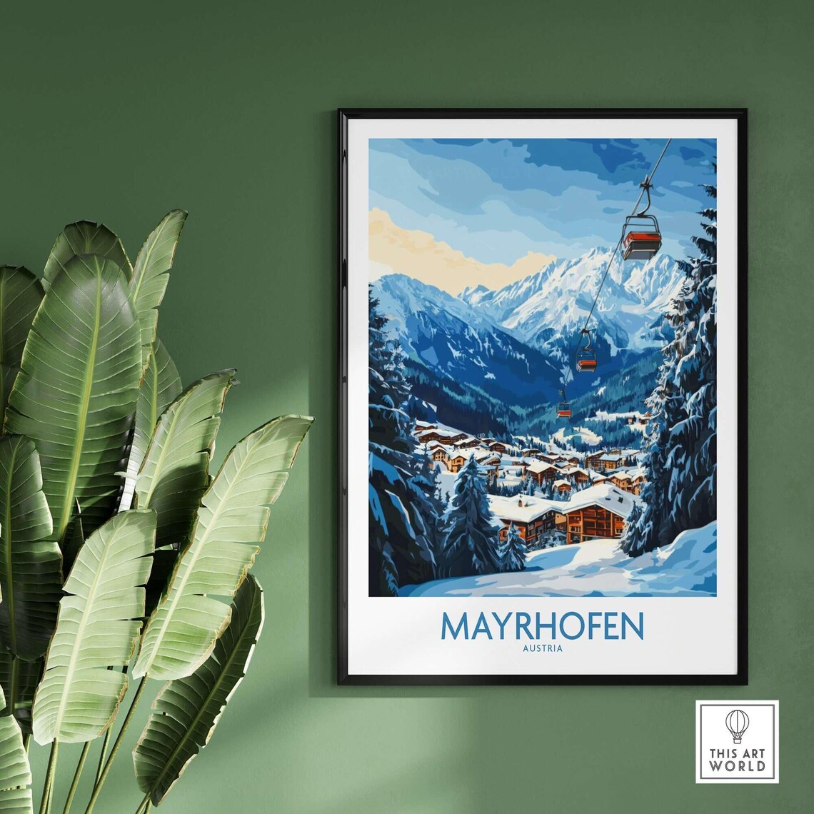 Mayrhofen Ski Resort Travel Poster, Austria - Image 2