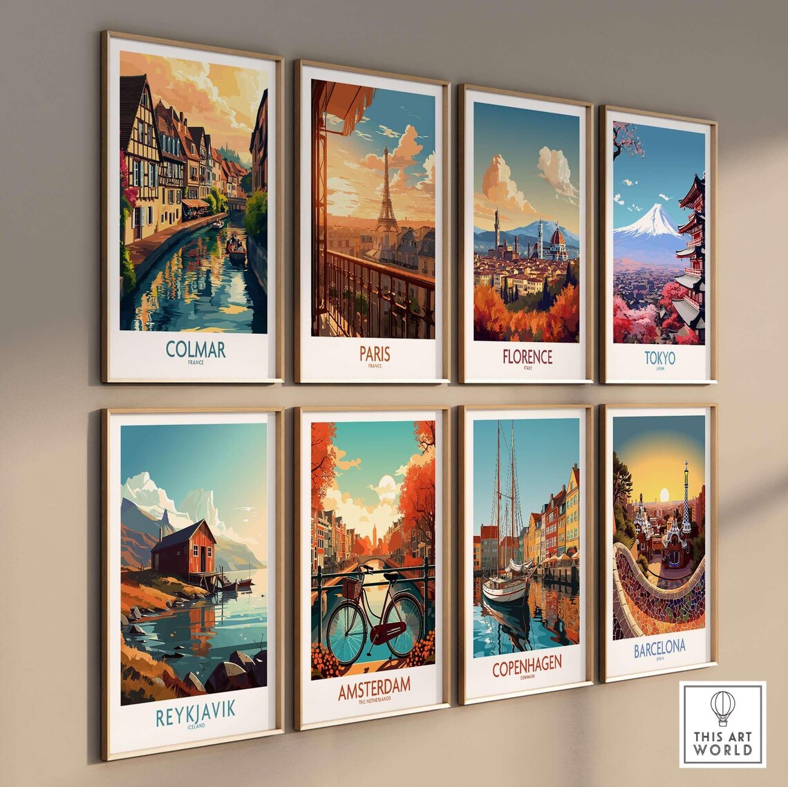 Colmar France Half Timbered Canal Houses Sunset Travel Poster - Image 3