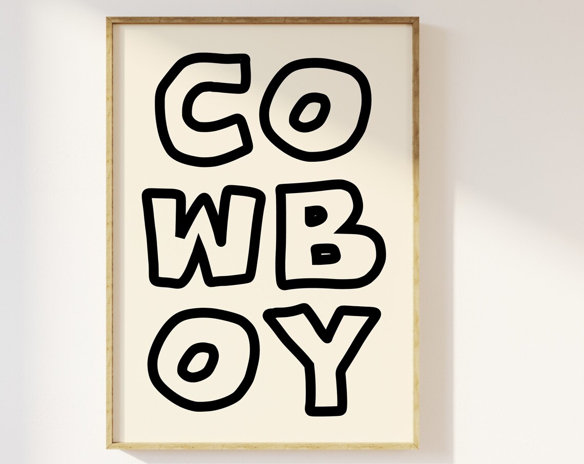Cowboy Typography Minimalist Western Art Print