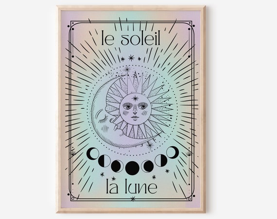 Le Soleil La Lune Tarot Poster, Y2K Celestial Style