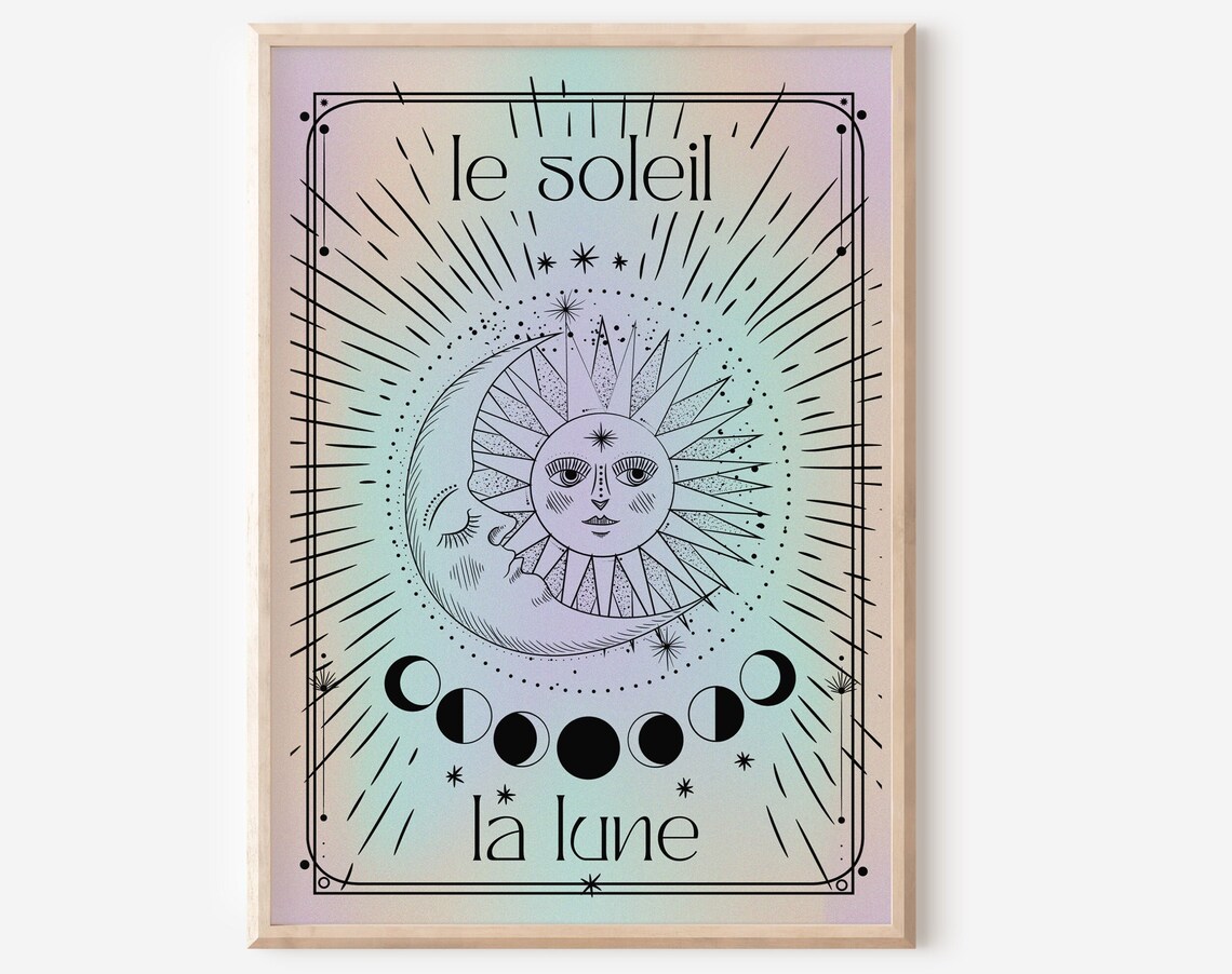 Le Soleil La Lune Tarot Poster, Y2K Celestial Style
