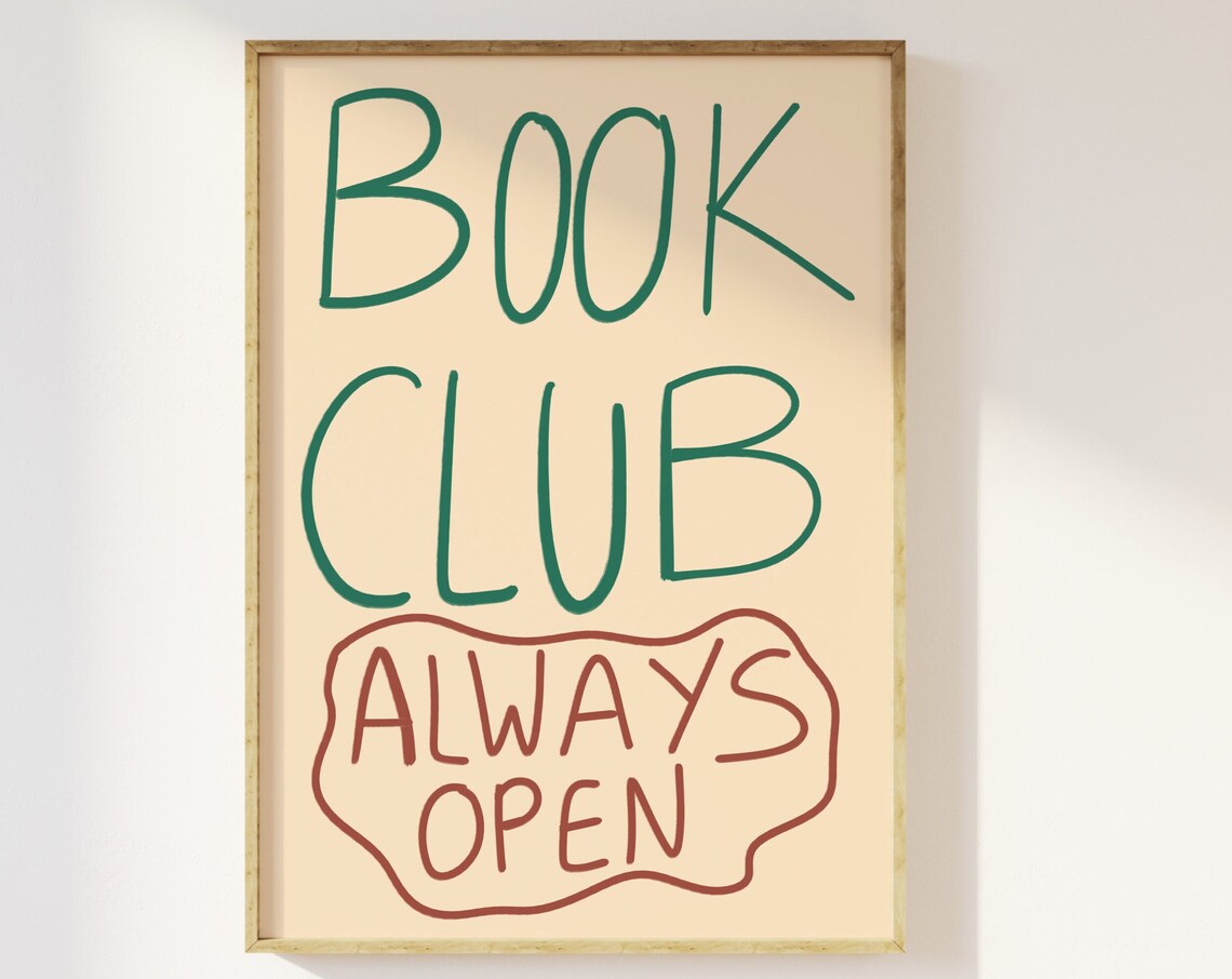 Book Club Always Open Retro Typography Art Print