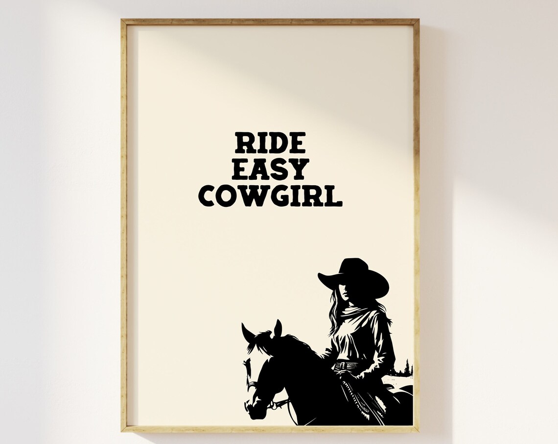 Ride Easy Cowgirl Western Horse Silhouette Minimalist Poster