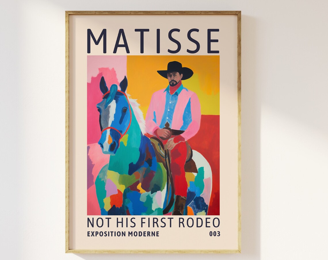 Matisse Style Cowboy Rodeo Colorful Horse Modern Exhibition Poster
