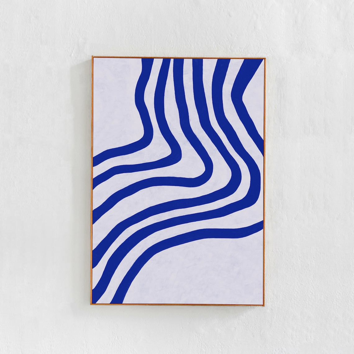 Blue Abstract Waves Line Art Contemporary Print