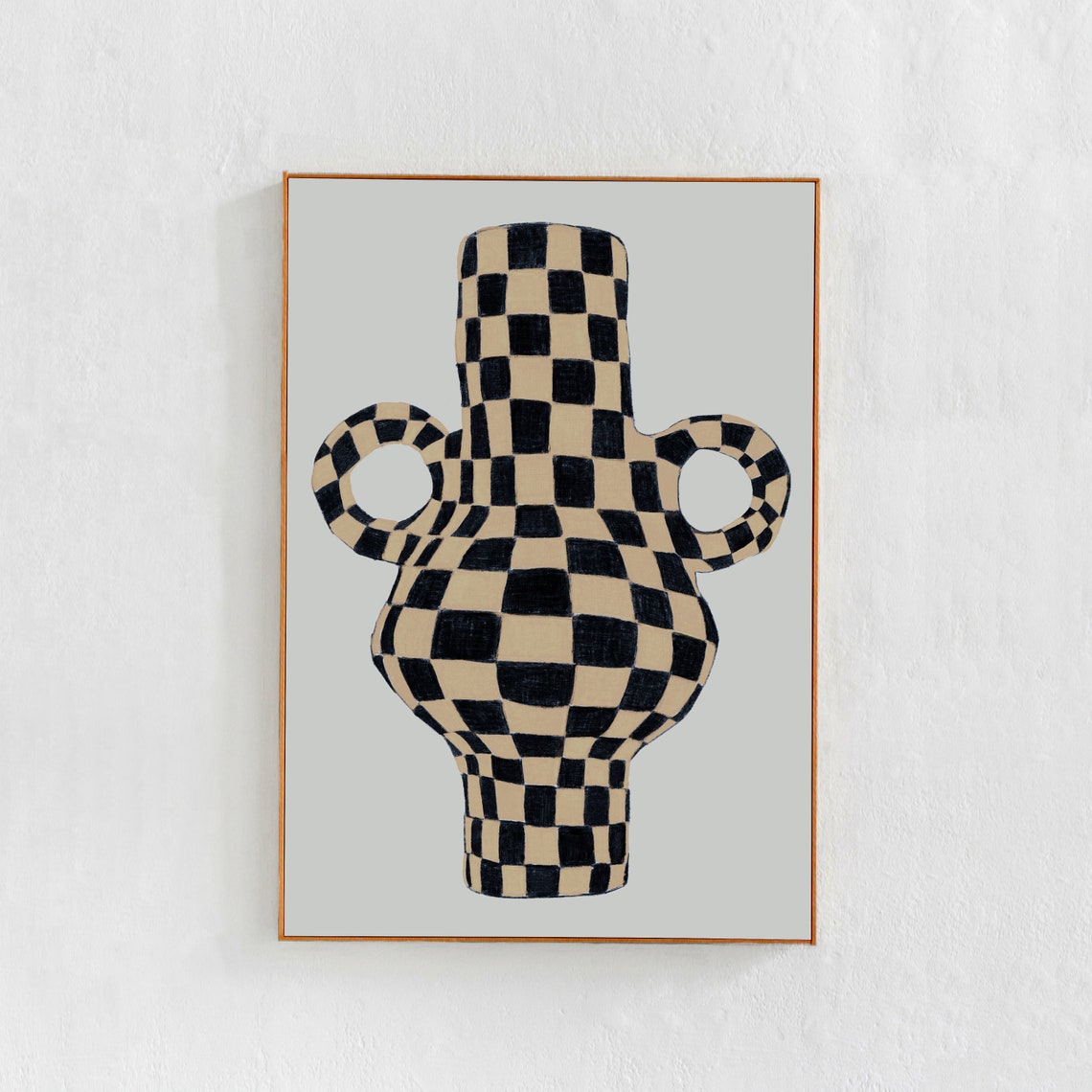 Checkered Vase - Scandi Modern Art