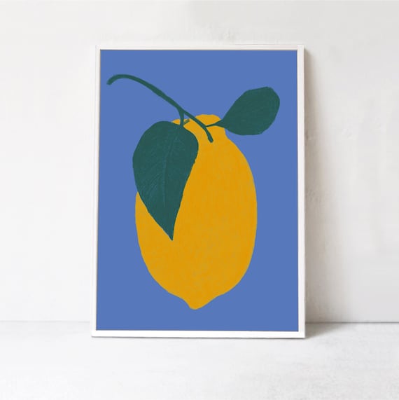 Lemon Illustration Still Life Art Print, Kitchen Decor