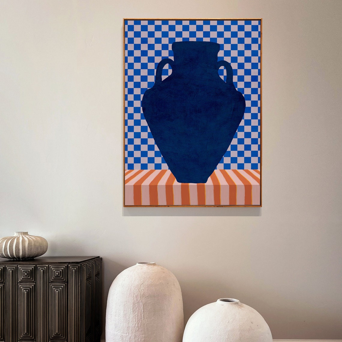 Checkered Vase - Scandi Modern Art - Image 2