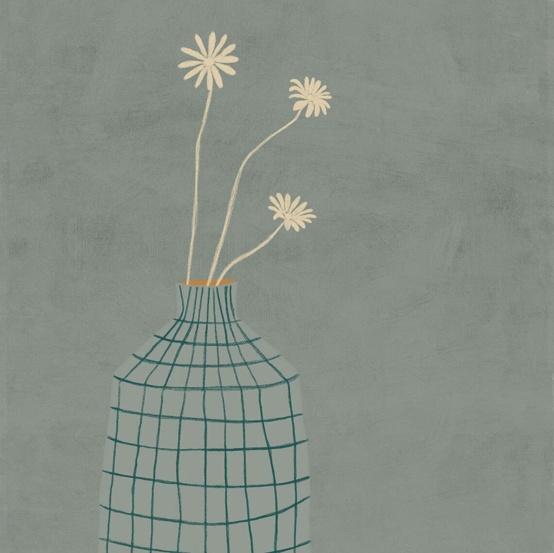 Sage Green Flower Illustration, Kitchen Art Print - Image 2