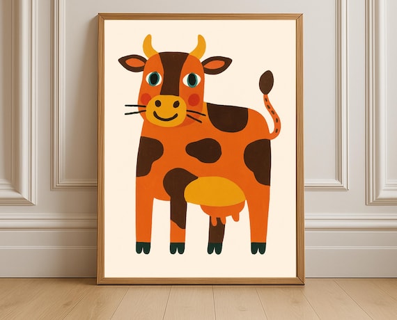 Cute Cow Wall Art Print For Nursery And Toddler Room Decor Farm Animal Poster Baby Shower Or Kids Gift