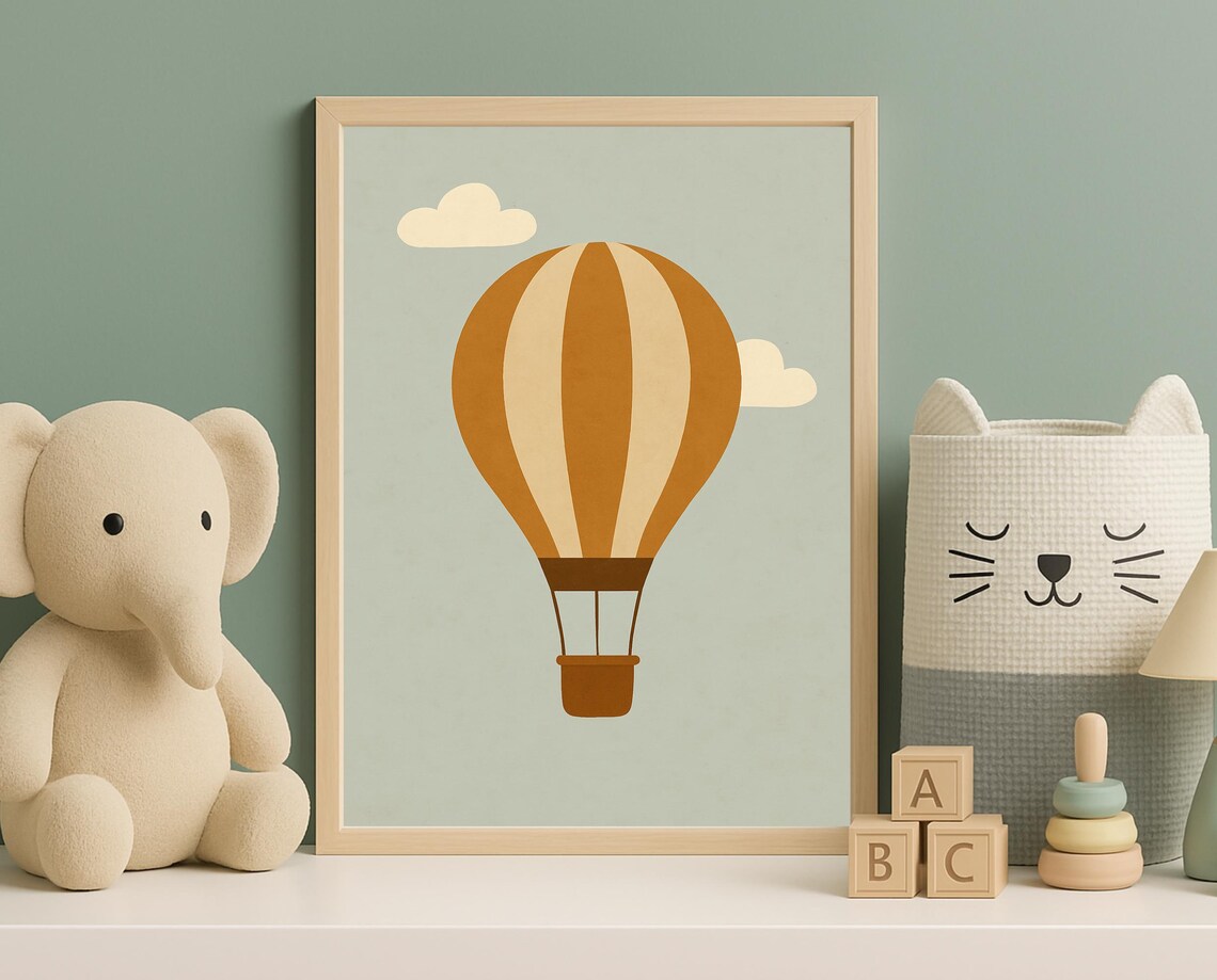 Hot Air Balloon, Minimalist Kids Room Art Print