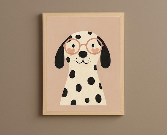 Cute Spotted Dalmatian Dog With Glasses Cute Nursery Kids Poster