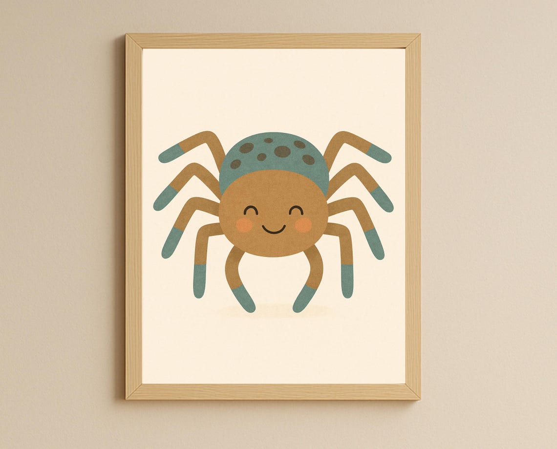Cute Spider Wall Art Bug Nursery Decor Adorable Insect For Kids Room Toddler Spaces